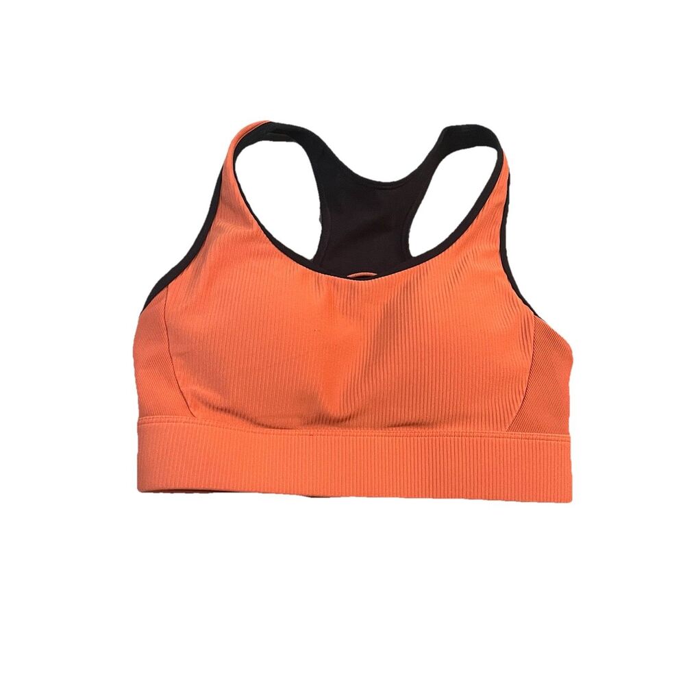 Zyia Burnt Orange Ribbed Racerback Premium Adjustable Sports Bra Womens Size XS